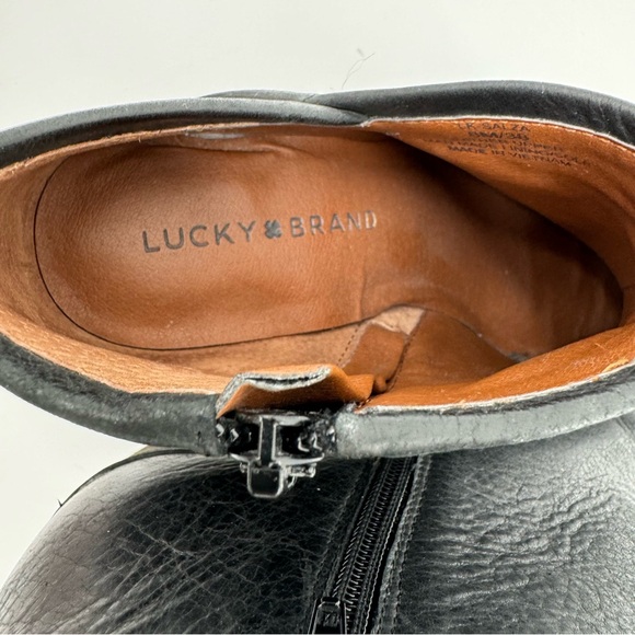 Lucky Brand Salza Black Leather Ankle Bootie Size 8 - Picture 12 of 14